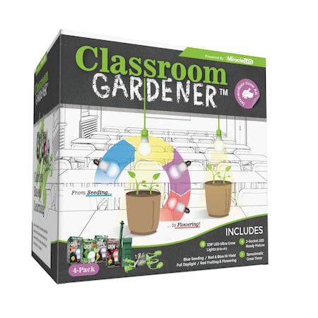 Miracle Led Classroom Gardener 2-Socket Corded Intermediate LED Grow Kit w/ Timer Controls, 6PK 607983